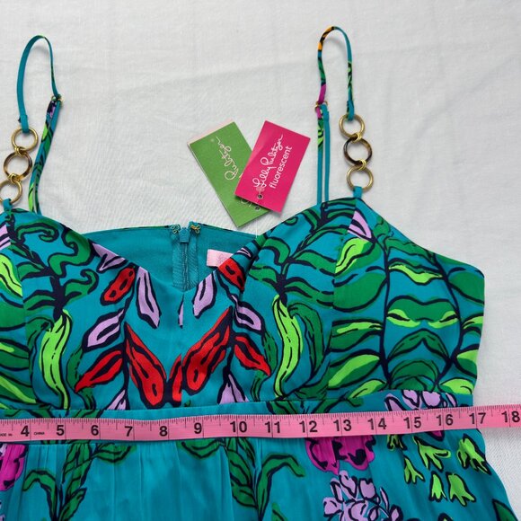 NWT Beautiful Lilly Pulitzer Joanna Maxi Dress HTF Size14 Gold Details on Straps - Picture 9 of 14